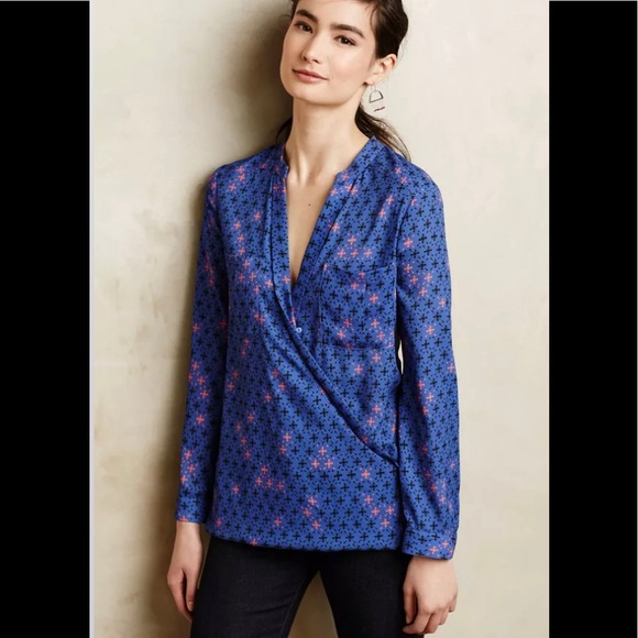 Anthropologie Maeve Eva Faux Wrap Blouse - Picture 2 of 5